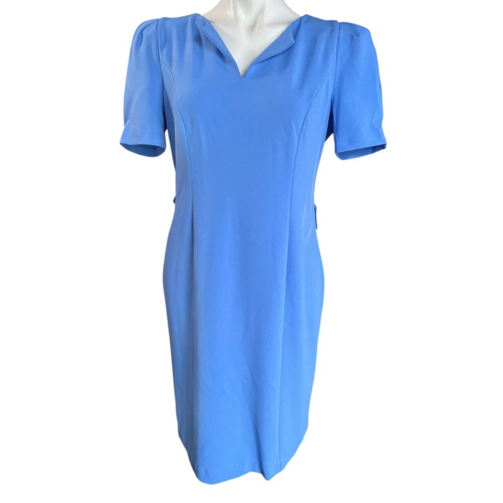 Karl Lagerfeld Paris Womens Blue Dress Size 10 Adjustable Belt Puff Sleeves READ - Picture 10 of 12